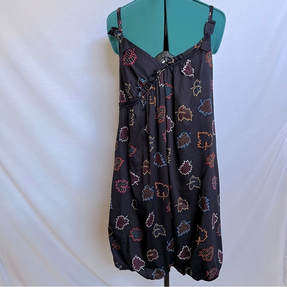 Marc by Marc Jacobs Black Dress with Multicolor Leaf Print